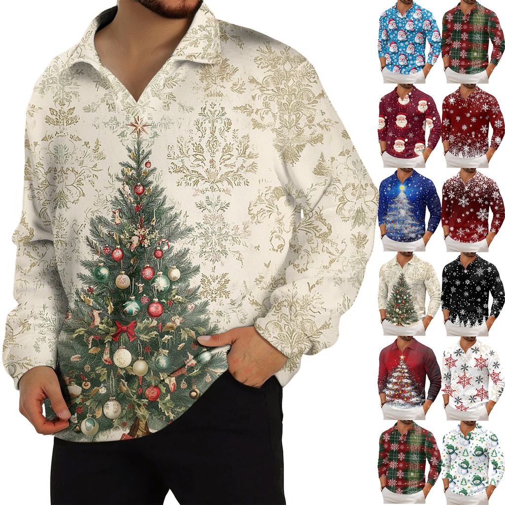 Men's Casual Collared Long-Sleeve Knit Base Layer Top