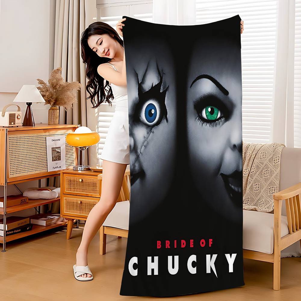 Klassisches Chucky Horrorfilm Strandtuch Bunte Badetücher Für Mädchen Mikrofaser Schnelltrocknend Sandfrei Strand Yoga Spa Fitnessstudio