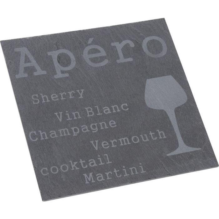 Plateau apéro - Ardoise naturelle - 20x20cm - Compatible lave-vaisselle