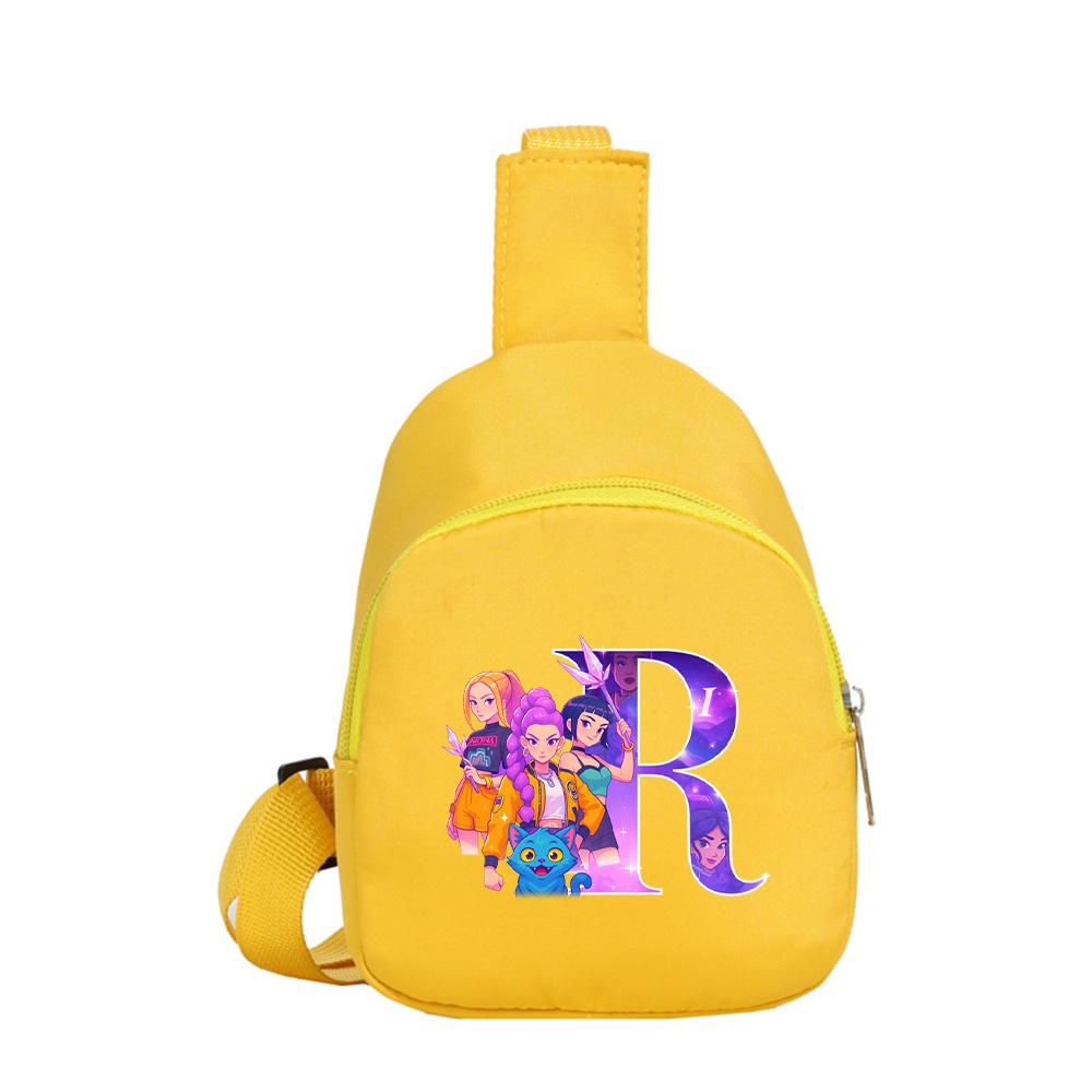 Anime Cartoon 26 English Letter K-Pop Demon Hunters Printed Chest Pack for Boy Girl Shoulder Bag Student Portable Crossbody Pouch Kid Christmas Gift