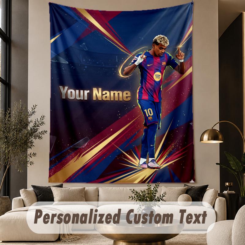 Custom Text Tapestry Lamine Yamal Print Wall Tapestry Indoor Living Room Wall Decor