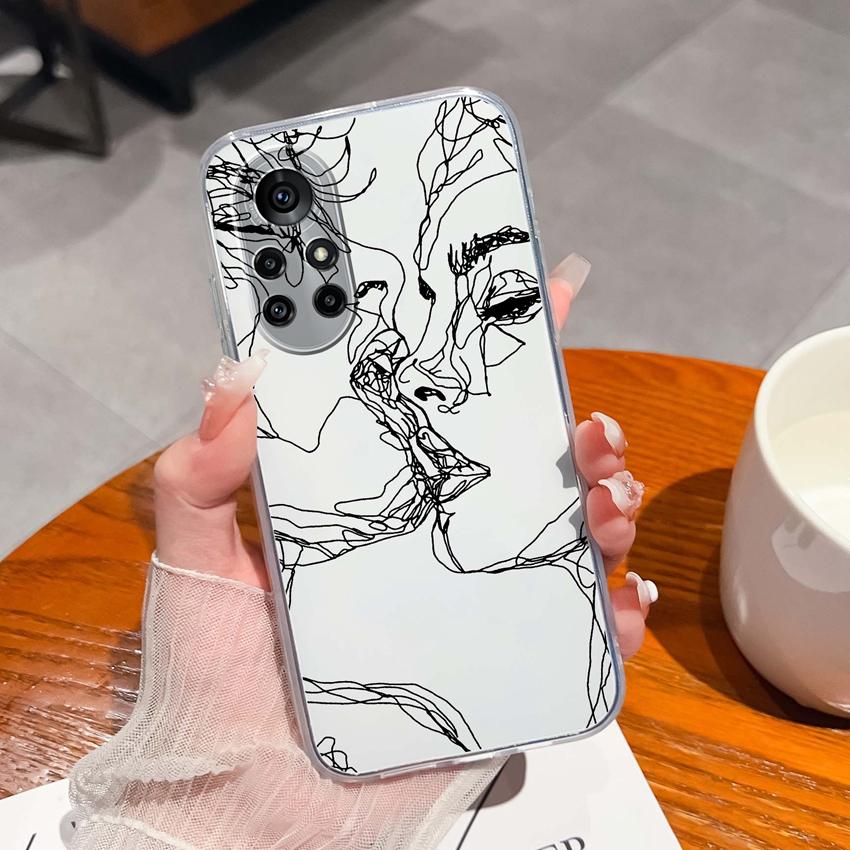 Case For Huawei Nova 8 9 10 11 Pro SE P Smart 2019 2020 Y60 Y70 Cute Black Cat Phone Cover Soft Slim TPU Shockproof Transparent Shell For Huawei Cases