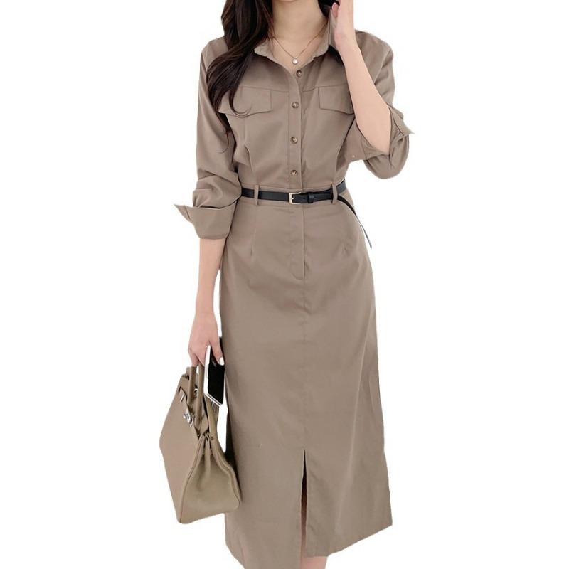 Damen Frühling/Sommer Vintage Schnürkleid