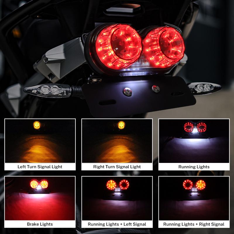 Universal 12V Motorcycle LED Brake Tail Light Signal Lights LED Integrated Tail Light with License Plate Bracket Motorbikes
