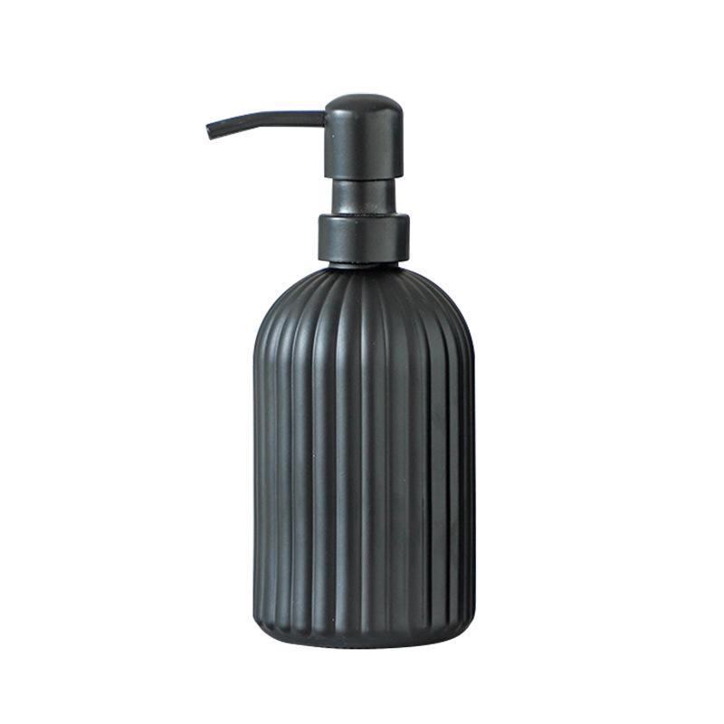 Luxurious Vertical Stripe Glass Pump Bottle for Soap, Lotion, or Shampoo
