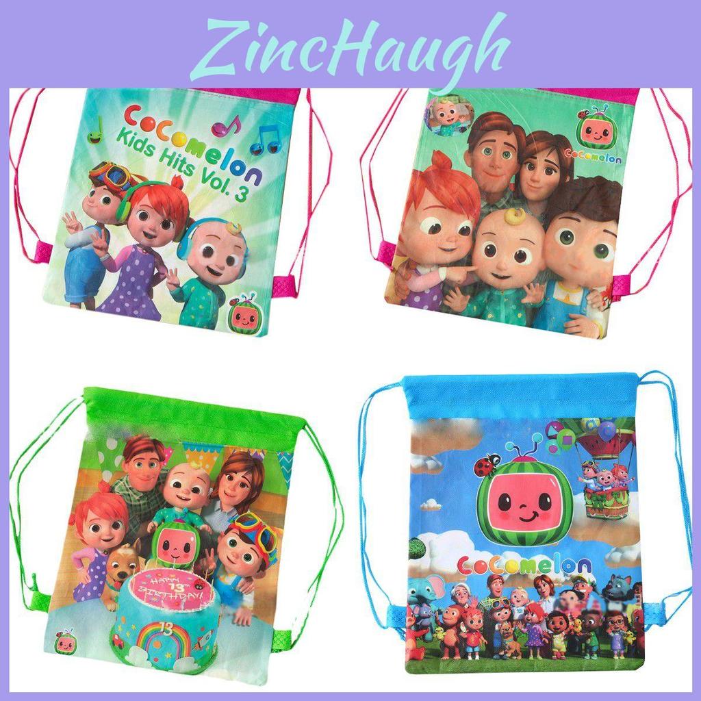 Cocomelon Drawstring Bag Backpack For Kids Featuring Stain-resistant Non-woven Fabric