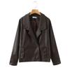  European and American Style, New Women's Fashionable Casual Vintage Double-breasted Leather Jacket