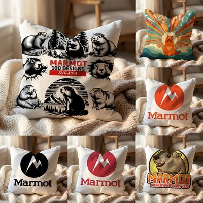 Cute Design M-Marmot Cushion Cover Multi-Scene Pillow Cover for Home & Car - Reversible, Soft & Durable for Daily Use