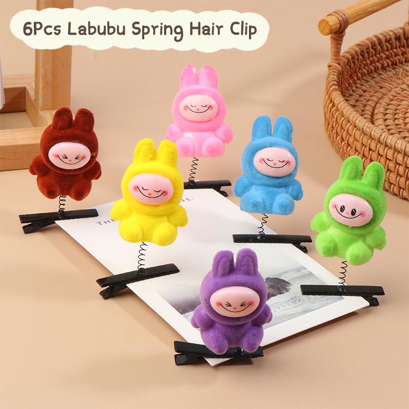 6 stk Kawaii Labubu Vår Hårspenne 3D Tegneserie Dukke Hårnåler Andenebbklemme Hodeplagg Barnas Hårtilbehør Festdekorasjoner