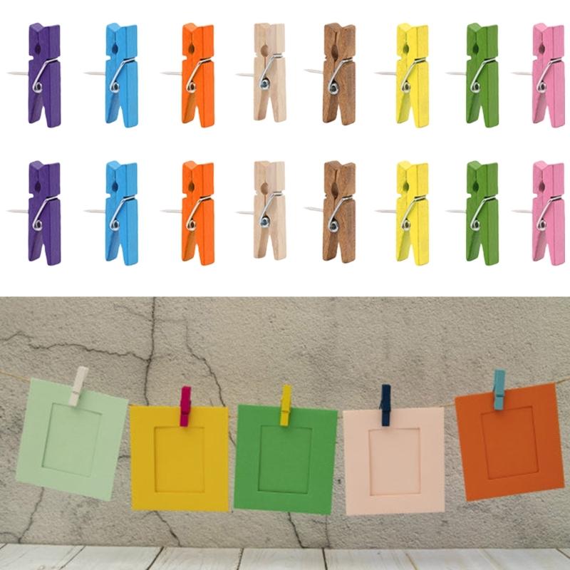 80/90PCS Wood Push Pin Clip for Cork Board, Decorative Pushpins with Clip Thumb Tacks for Notes Photos, Bulletin Board