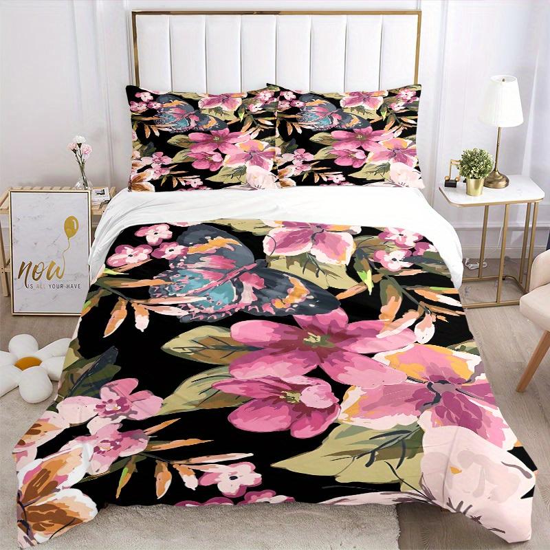 Set Lenzuola con Motivo Floreale 3 Pezzi, Adatto per la Decorazione della Camera da Letto, (Include 1 Copripiumino e 2 Federe, Piumone Non Incluso) yy250822136