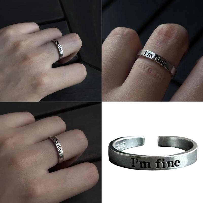 Mir geht es gut, rette mich Mode Einfache Ringe für Männer und Frauen Inspirierendes Accessoire Handgefertigter Gravierter Legierungs Schmuck