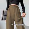 Narrow suit pants women's spring and autumn new black pants small straight pants high-end drape wide-leg pants