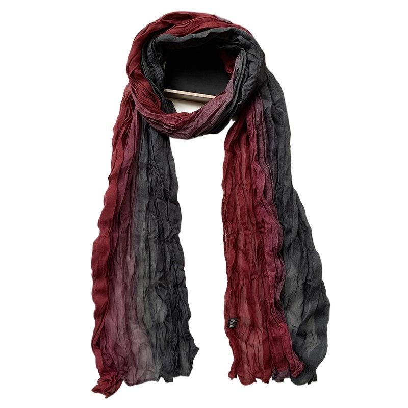 

Женский градиентный шарф с эффектом мятости - Легкий, мягкий, дышащий шарф - Длинная шаль, шарф в ретро этническом стиле, богемный шарф-шаль для пляжного курорта