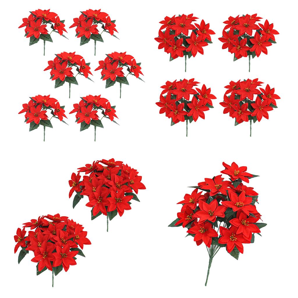 Artificial Xmas Flowers Vibrant and Lifelike Artificial Poinsettia Bushes for Kitchen Home Office Bedroom