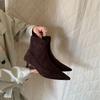 2025 nové podzimní špičaté semišové tenké nízké holínky Martin módní Chelsea všestranné dámské boty
