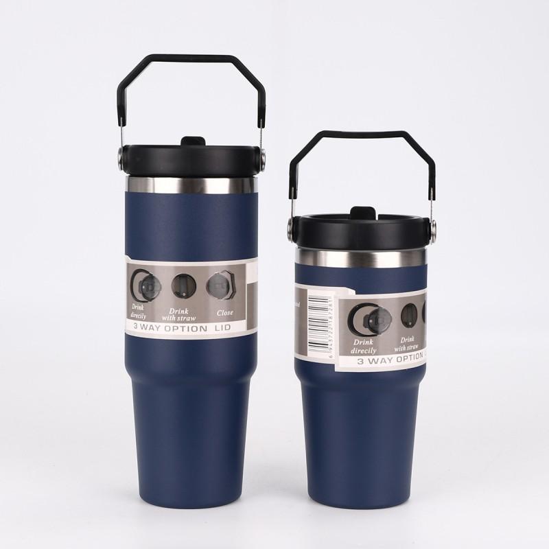 20oz 30oz Stainless Steel Vacuum Insulated Travel Mug With Handle Straw Car Office Home Use