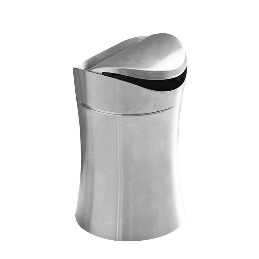 

Table Top Trash Can With Lid Small Desktop Trash Bin 1.5L Household Trash Box With Swing Lid Portable Waste Can For Car Living 1.5L срібний