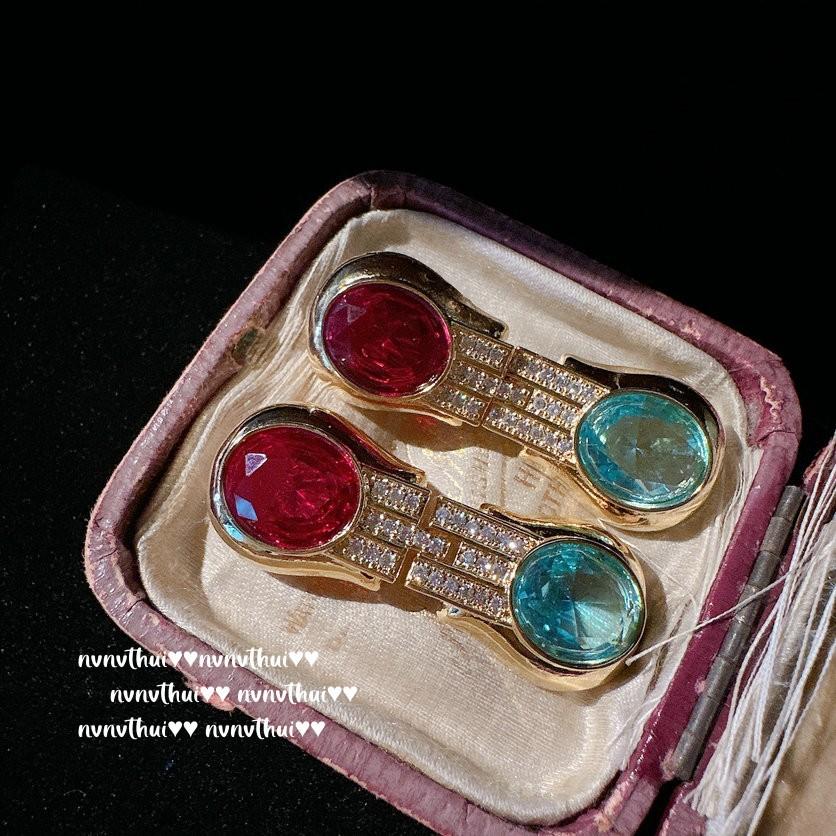 Серьги-подвески с турмалином «Павлин» от Sotheby s, Антикварные, Позолоченные 18 каратным золотом, Серьги с цирконом «Карминная клубника»