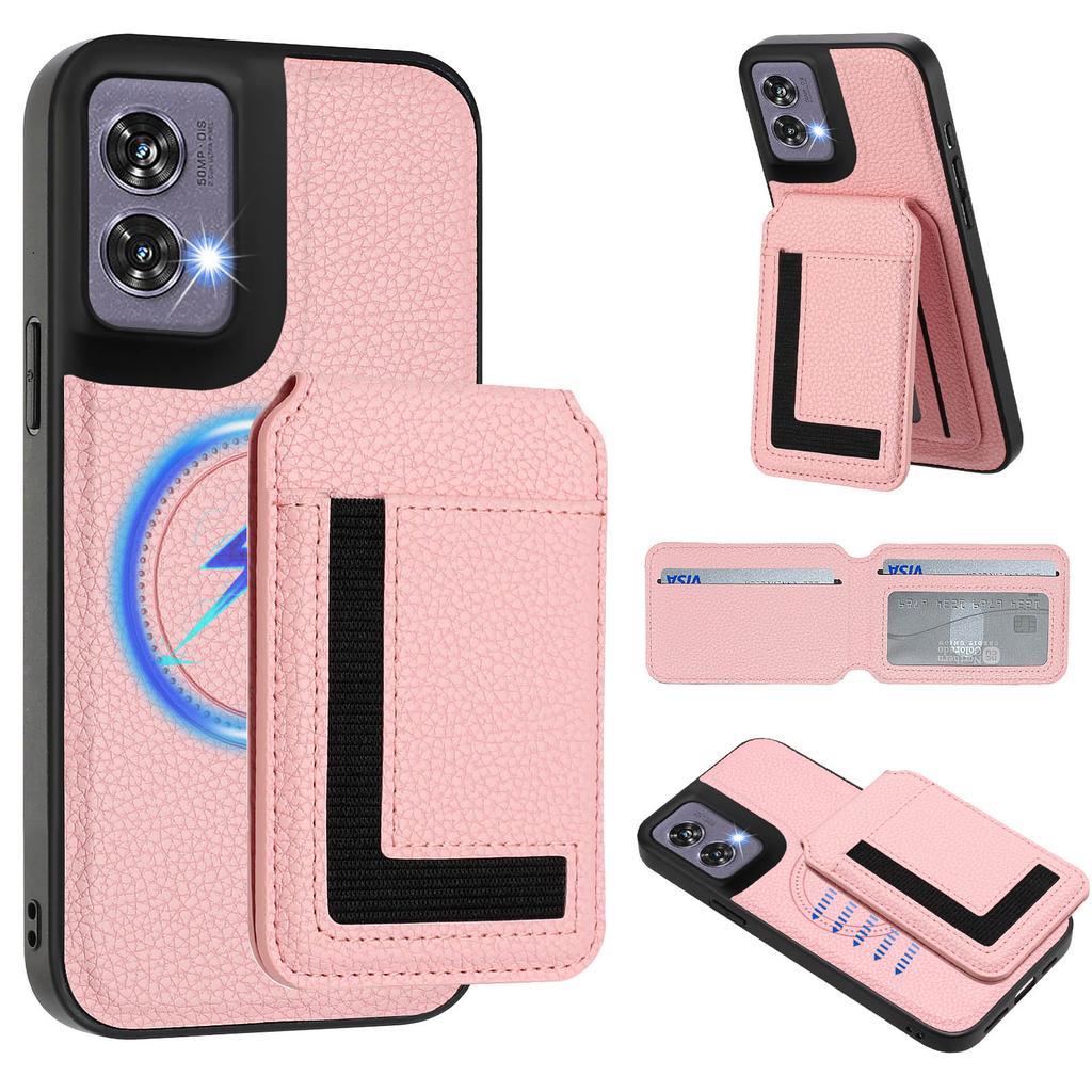 Pro Motorola Edge 50 Fusion 5G Magnetické pouzdro TPU+PU kůže Kryt na zadní stranu telefonu s odnímatelným držákem na karty