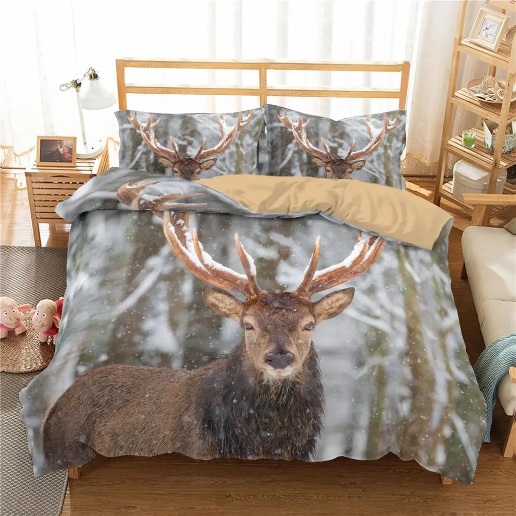 Comforter Ropa De Cama Snowflakes Deer 3D King Size Eu King 240X220 Cm Bedroom Set Bedding North America Quilting Home Textile