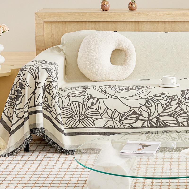 Nordic Four Seasons Universal Sofa Towel Non-Slip Simple Dustproof Sofa Cover Towel Flower Sofa Cover Integrated Towel