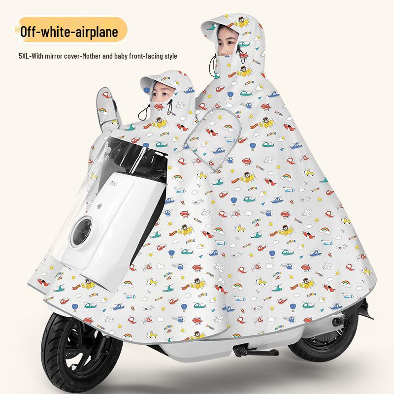 Parent-Child Raincoat for 2025: XL Front-Mounted Electric Scooter Double-Person Poncho