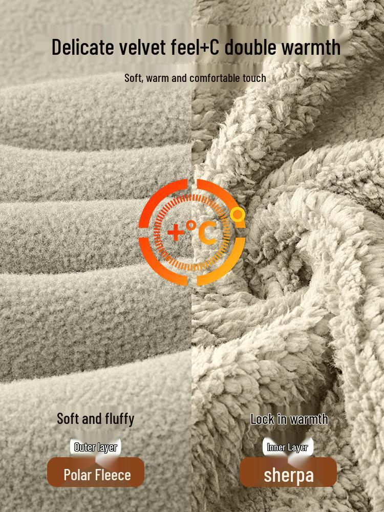 Men's 2026 Plus Velvet Thick 700G Lambswool Hooded Fleece Jacket