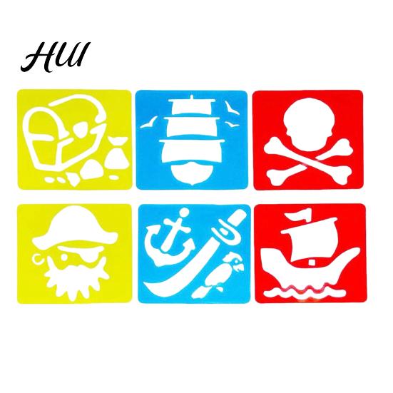 Small Size Paint Stencil 6 Pcs Painting Template Stencils, 5.5x5.9 Inch Washable Reusable DIY Hollow Edge Art Stencils for Wood Paper Fabric,