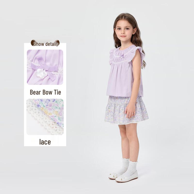 PawinPaw Girls' Cartoon Bear Outfit Set