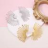 Personality temperament: retro fan-shaped ray stud earrings, cold wind, metal, forest half-sunflower earrings