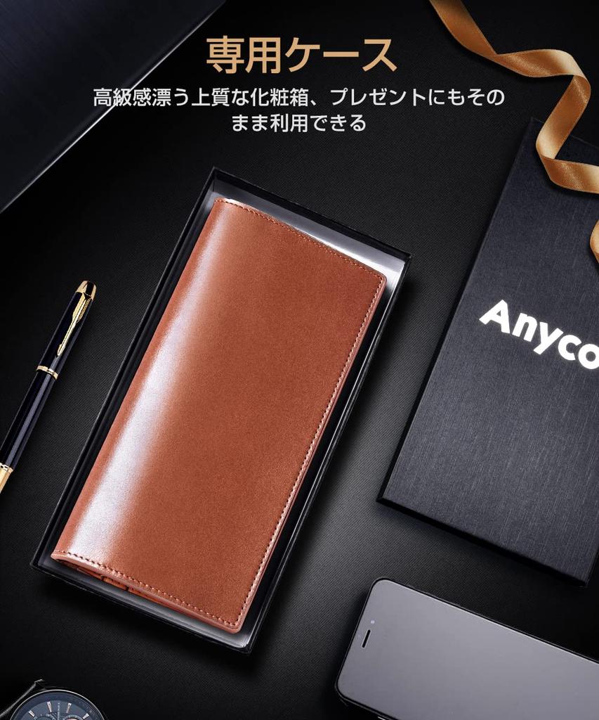 Anycool Tochigi Leather Long Wallet Genuine Leather Large Capacity Thin YKK Zipper Wallet Bifold Wallet Cowhide Coin Purse Wallet Handmade Simple