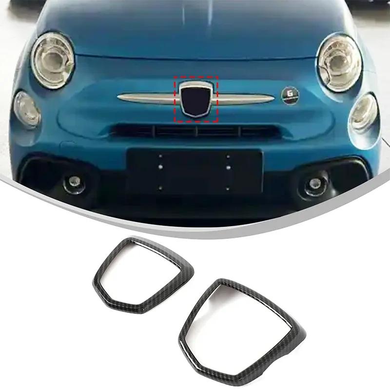 For Abarth 595 695 2017 + ABS Carbon fiber pattern Car front and rear  decorative circle Exterior decoration Accessories