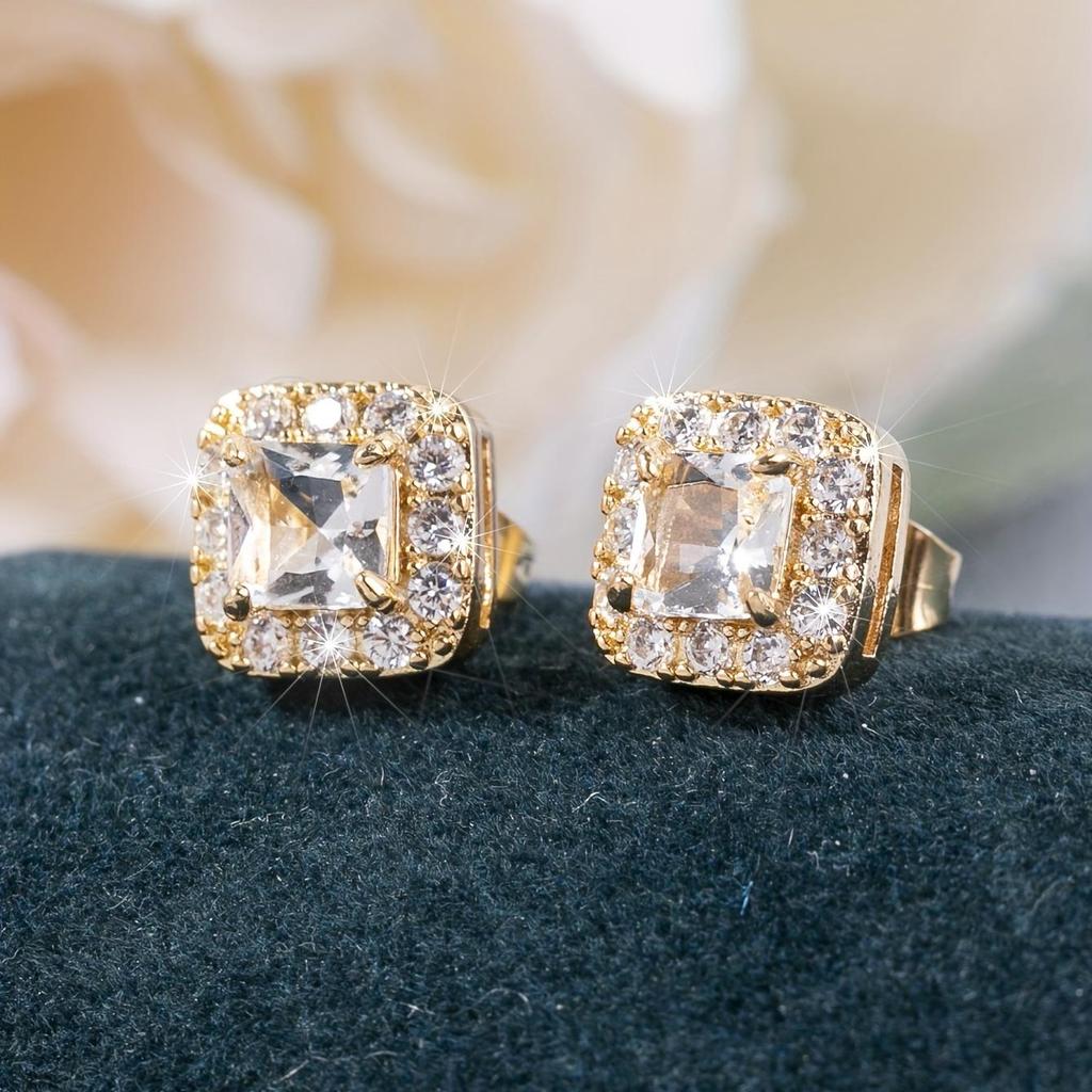 Geometric elegant square earrings for women's wedding engagement party jewelry accessories