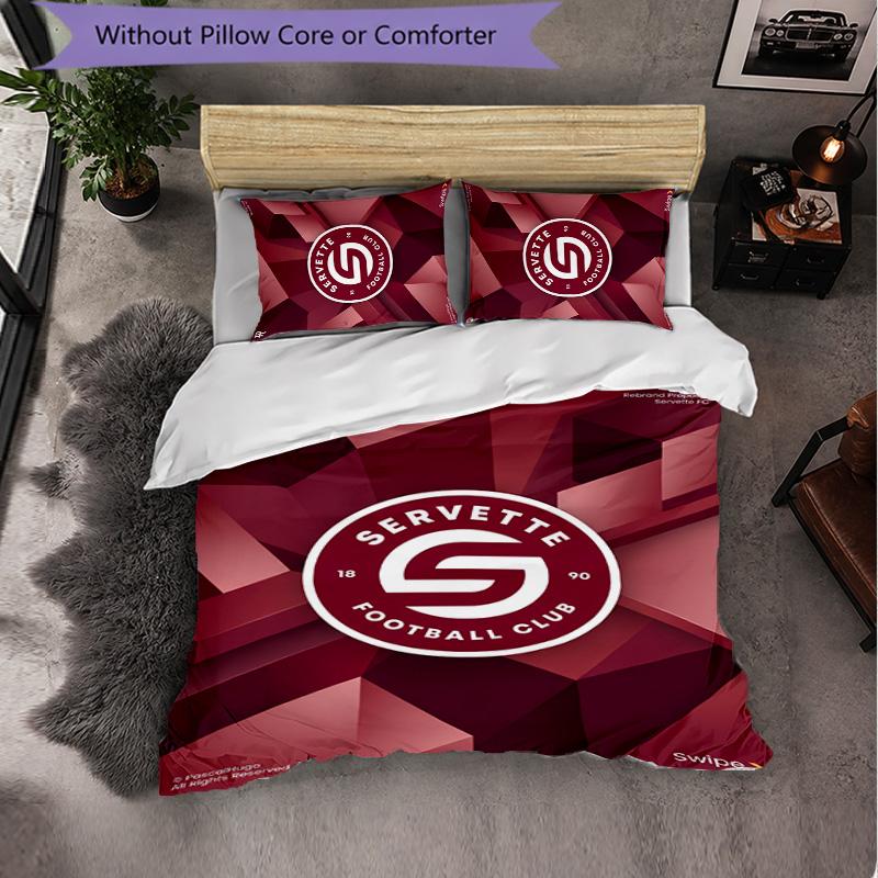 Servette FC Themed Bedding 3Pcs Duvet Cover Set Decorative Bed Linen For Teen Room Home Decoration