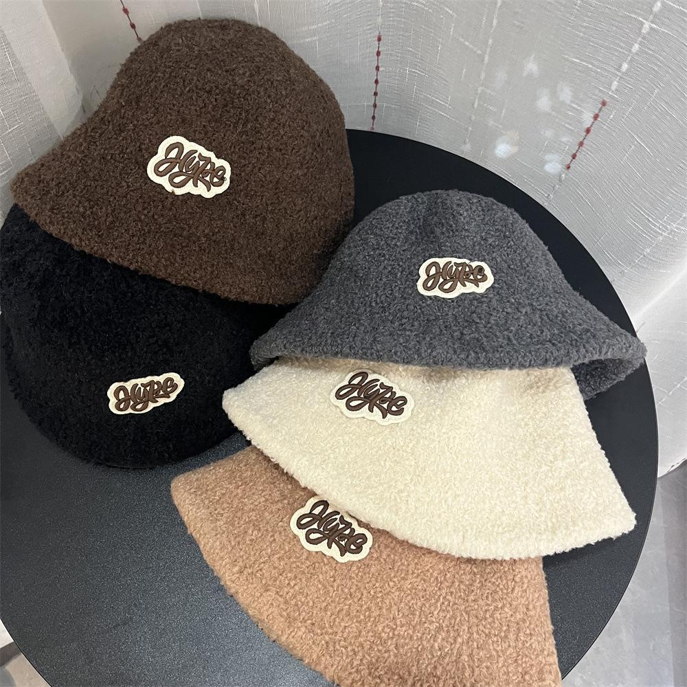 Hat women's autumn and winter new Maillard plush bucket hat basin hat retro warm face small bucket hat
