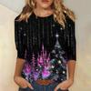Women's Fashion Casual Christmas Printed Round Neck Long Sleeve Pullover Top
