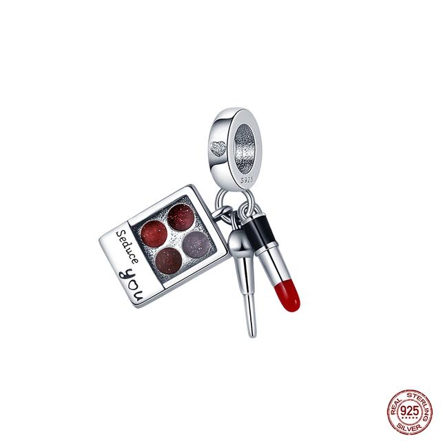 New 925 Sterling Silver Red Color Series Heart Shape Charms Beads Lucky Jewelry Gifts