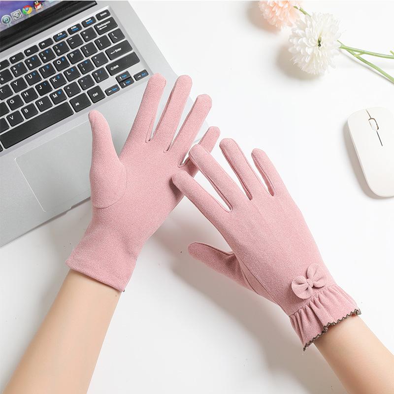 Gloves Winter Women Spring Autumn Modal Thin Cotton Stretch Cycling Windproof Warm Fleece Cold Proof