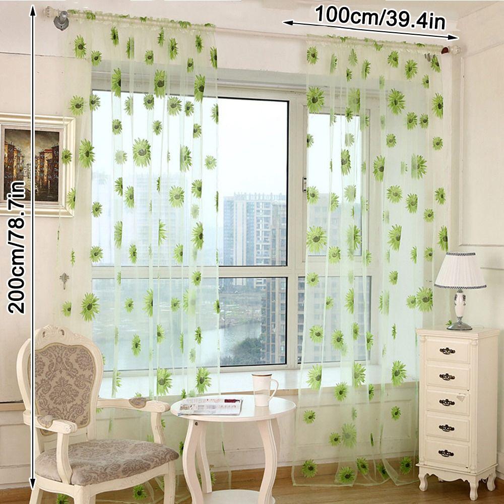100x200cm Window Curtain Sunflower Lace Curtain Modern Voile Sheer Curtain  Living Room Decoration