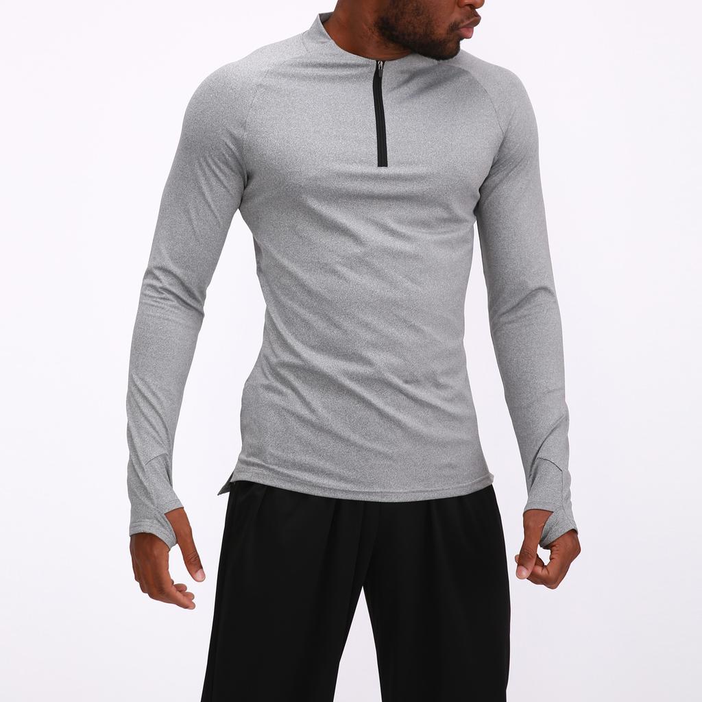 Herren Casual Fitness Wear Langarm Schnelltrocknend Atmungsaktiv Outdoor Running Sports Tights Sportbekleidung Rundhals-Oberteil