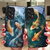 Chinese Wind Fish For Samsung Galaxy S 8 9 10 20 Plus 21 FE 22 23 24 Ultra S7 Edge Black Tempered Glass Phone Case Hard Shell