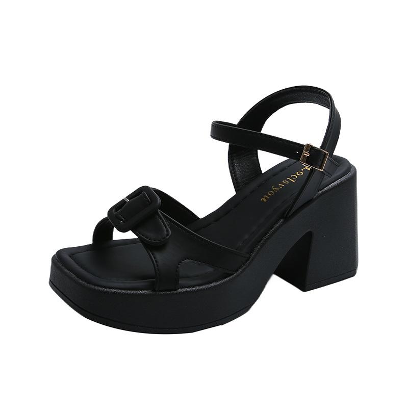 

Летние большие ярды толстые женские туфли римские туфли пряжка ремень маффин толстая подошва сандалии на высоком каблуке женские модные женские летние дышащие туфли 41