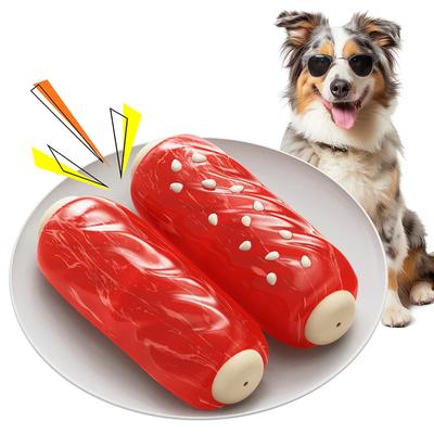 Squeaky Dog Toy For Small Medium Large Dogs Interactive Bite Resistant Tooth Cleaning Meat Bones Chew Toys Labrador Pet Supplies