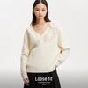 VEROMODA Women's 3D Decor Loose V-Neck Knit Sweater