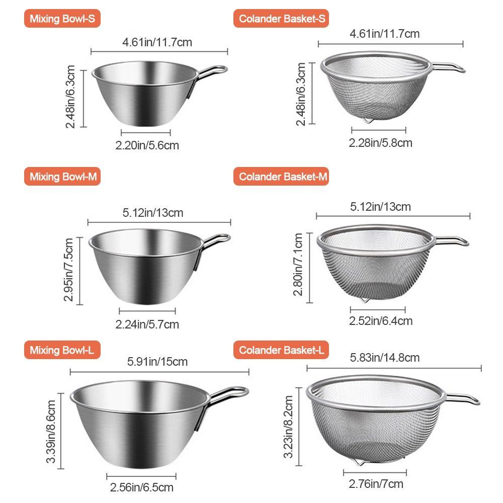with Handle Bowl 304 Stainless Steel Fine Mesh Strainer Colander Basket  Kitchen Tool