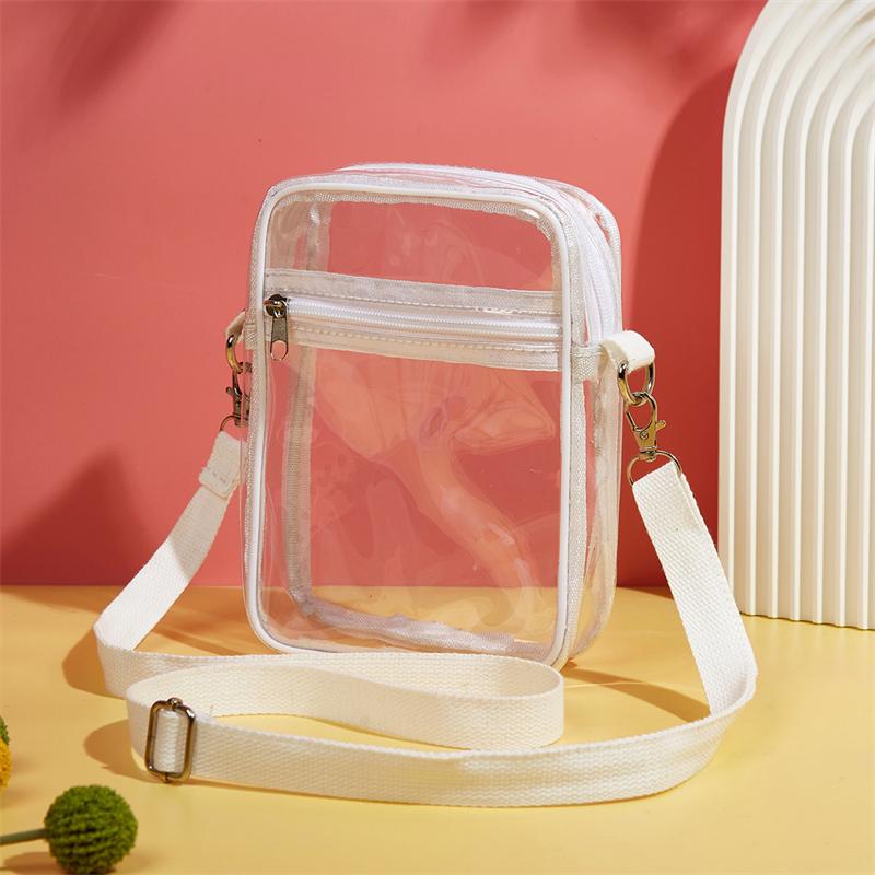 XYKK01 Mini Doorzichtig Crossbody Tasje, Trendy Vierkant Telefoon Portemonneetje, Dames Rits Strand Schoudertas wit