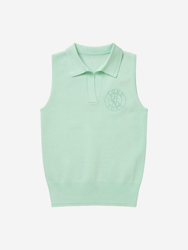 LORDLOAR Signature Collared Sleeveless Knit Mint