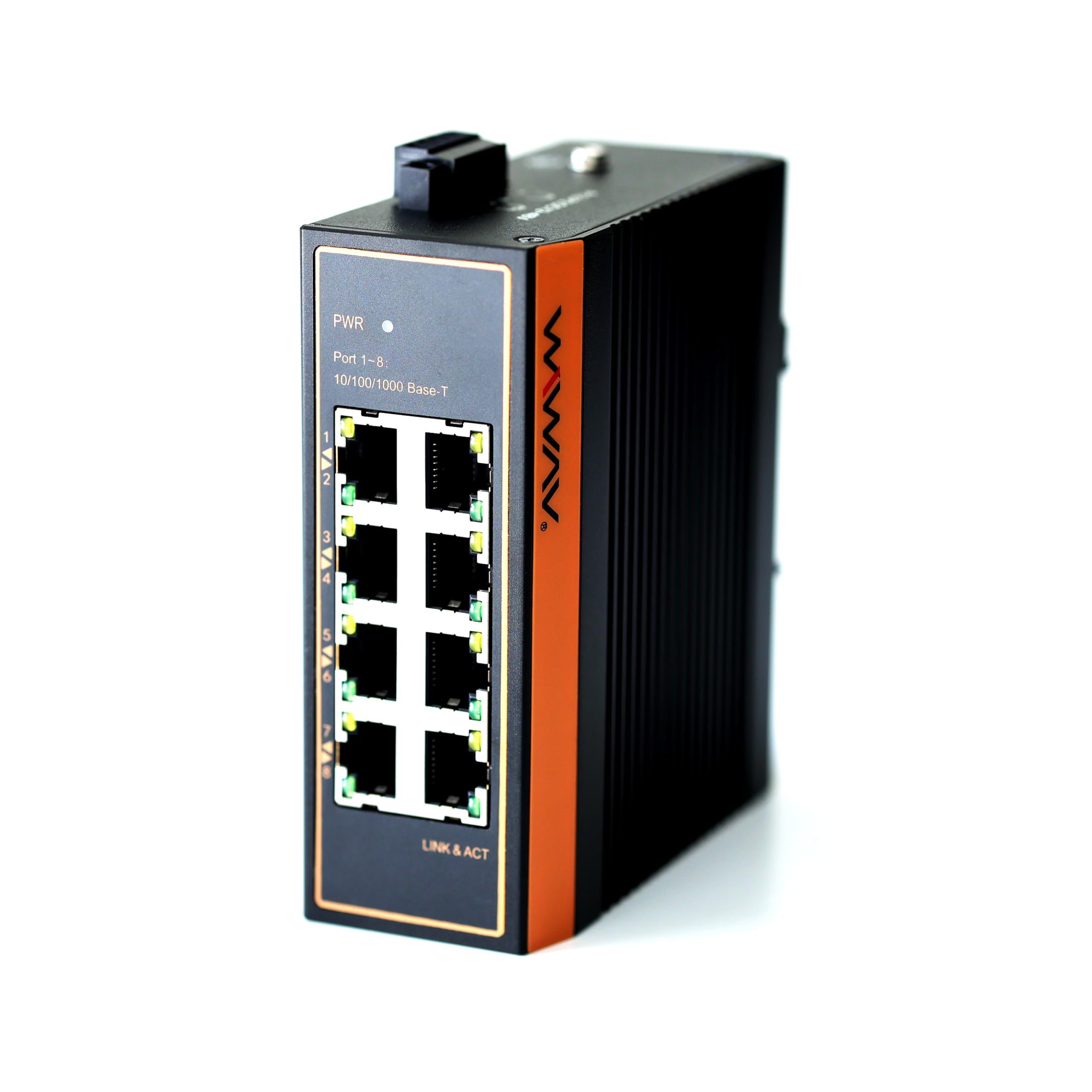 

WIWAV Gigabit Industrial Ethernet configuration silent research W1108-8GE-I 10/100/1000Mbps 8-port Switch/No required/Energy saving/Fanless чорний