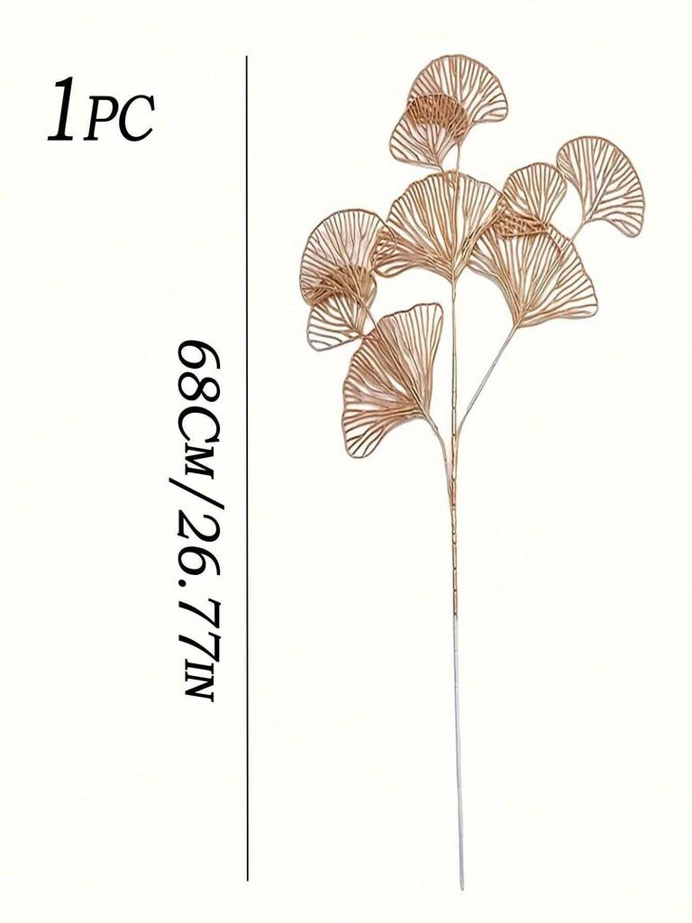 1 Golden Apricot Leaf Artificial Plant for Weddings, Parties and Home Decor - Realistic Simulation of Ginkgo Biloba for Indoor Table Center